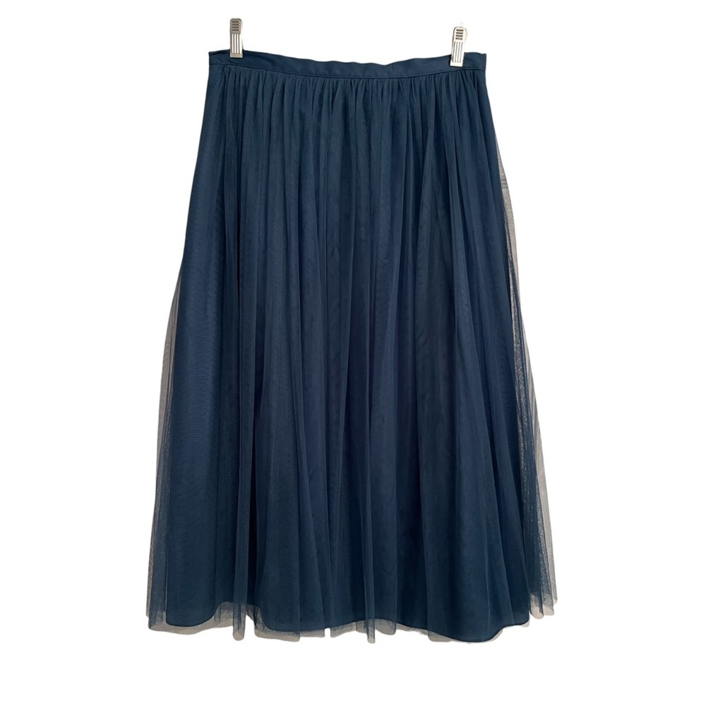 Jenny Yoo Collection Tull Layered Dark Teal Blue Midi Maxi Long Skirt Size 8 - Picture 2 of 4
